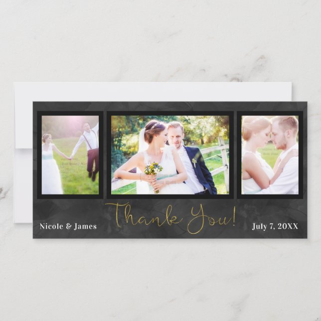 Mariage 3 Photo Image Merci Or Noir (Devant)