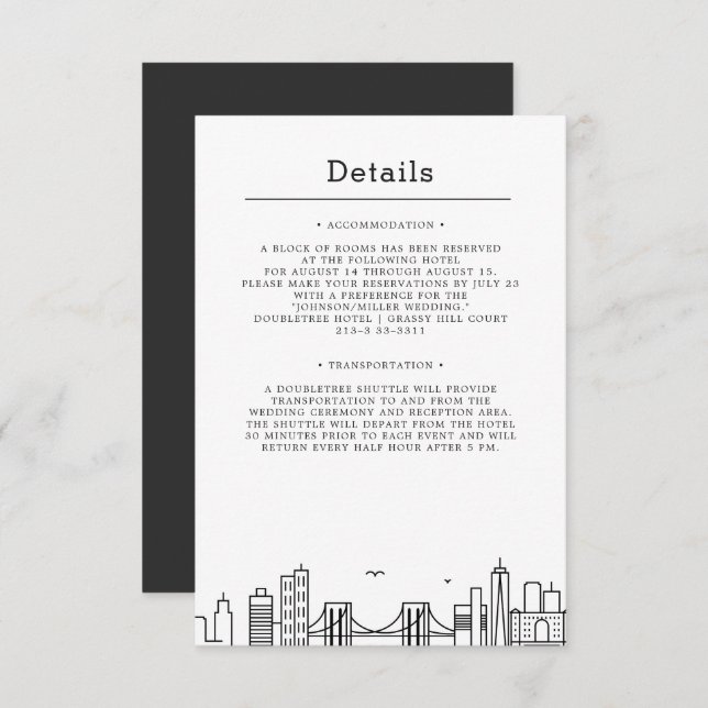 Mariage à Brooklyn | Invitation avec détails pour  (Devant / Derrière)