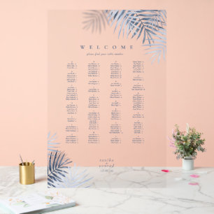 Mariage à feuilles de palme luxuriantes, siège ble