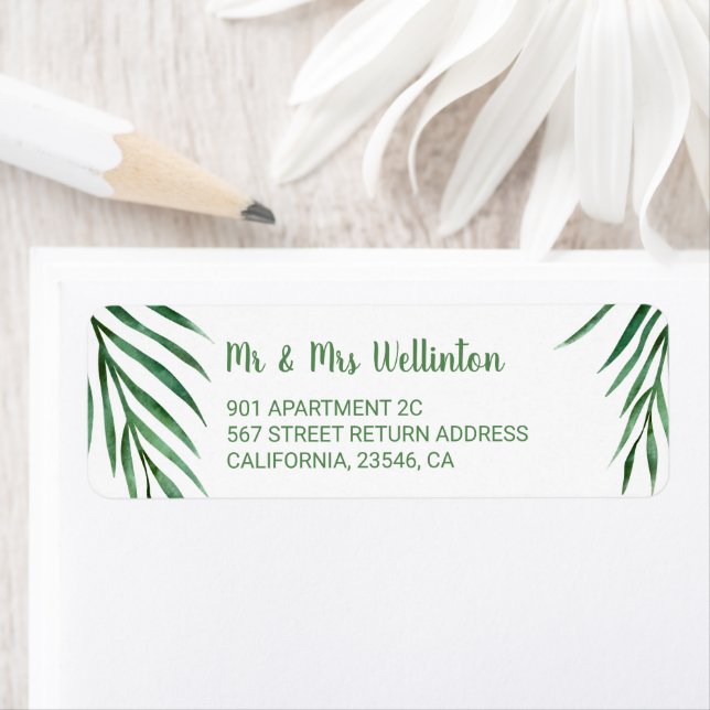 Mariage à feuilles de palmiers vert moderne (En situation)