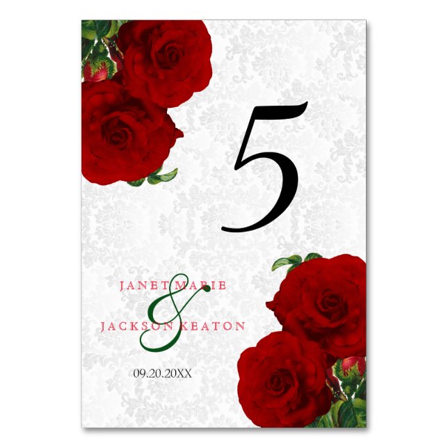 Mariage à fleurs de rose rouge profonde - Carte de (Par défaut)