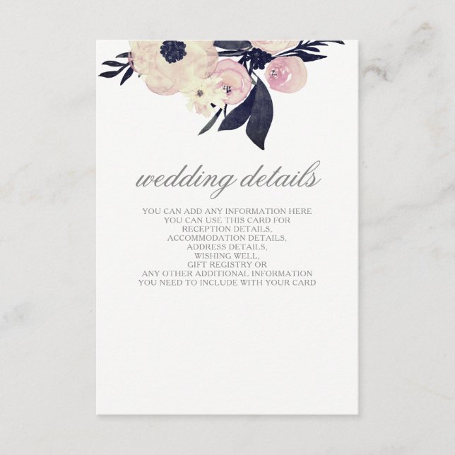 mariage à fleurs rose bleu Détails Cartes de ferme (Devant)