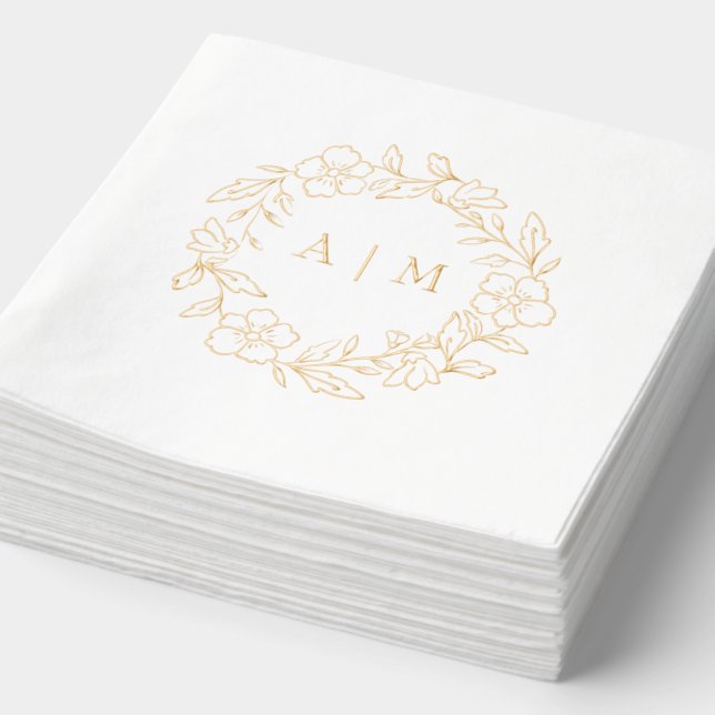 Mariage à huile d'or de couronne de monogramme Flo (Détail)