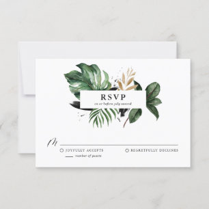 Mariage à huile en or Faux Feuilles tropicaux RSVP