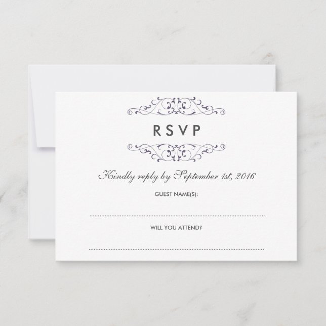Mariage à la floraison violette antique RSVP (Devant)