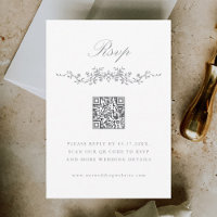 Mariage à la frontière florale classique gris RSVP
