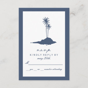 Mariage à la plage de l'île moderne RSVP - Bleu fo