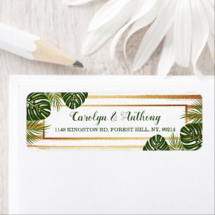 Mariage à la plage Gold Foil & Green Palm Leaf