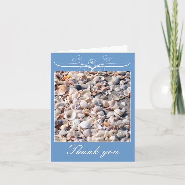 Mariage à la plage, merci avec la carte coquilles (Devant)