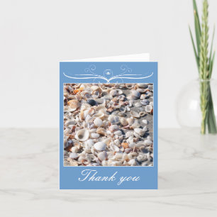 Mariage à la plage, merci avec la carte coquilles