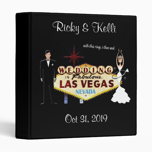 MARIAGE à Las Vegas Classeur personnalisé (Devant/Côté)