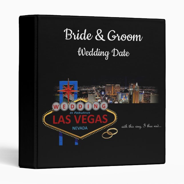 MARIAGE à Las Vegas Classeur personnalisé (Devant/Côté)