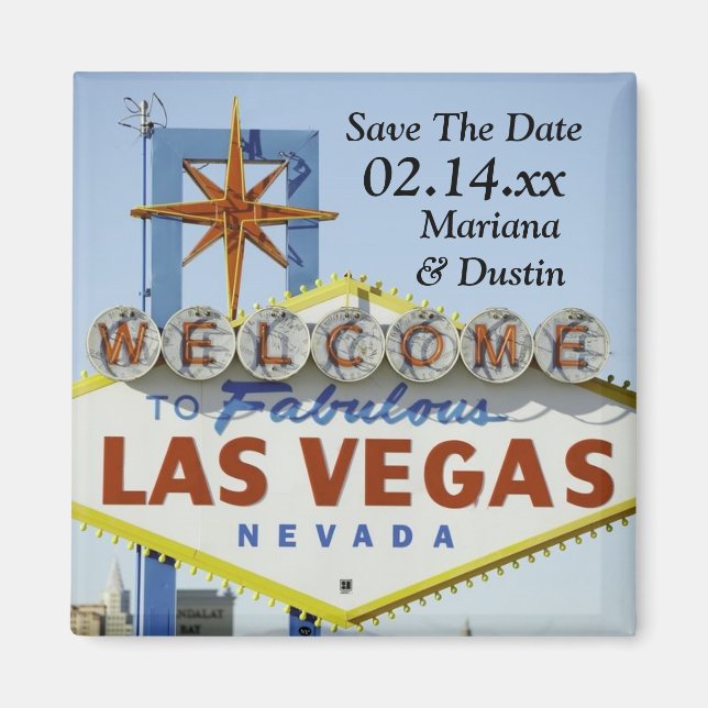 Mariage À Las Vegas Économisez La Date Magnet (Devant)