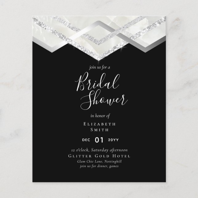 Mariage à moindre budget FLYER Invitation Glam Dec (Devant)