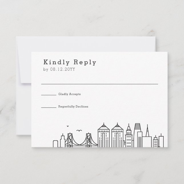 Mariage à Oakland | RSVP de la skyline stylisée (Devant)