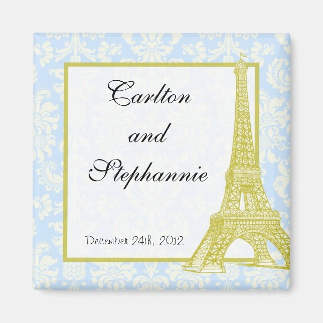 Mariage à Paris Aimant bleu Damas Favoriser (Devant)