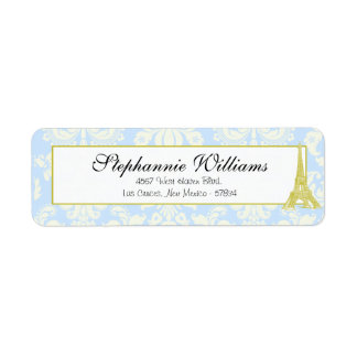 Mariage à Paris Blue Damask Retours Adresse Label