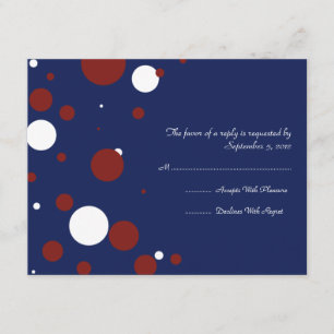 Mariage à points Polka rouge, blanc et bleu RSVP