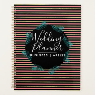Mariage à rayures de feuilles de palmier tropical