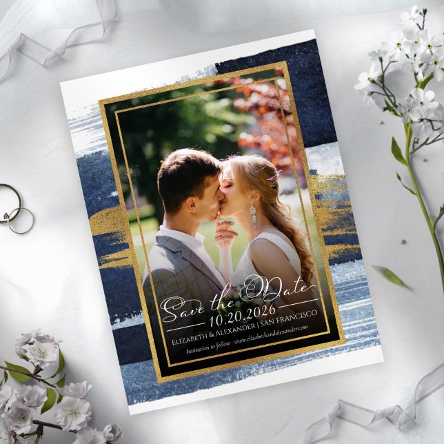 Mariage Abstrait Enregistrer la date Invitations | (Créateur téléchargé)