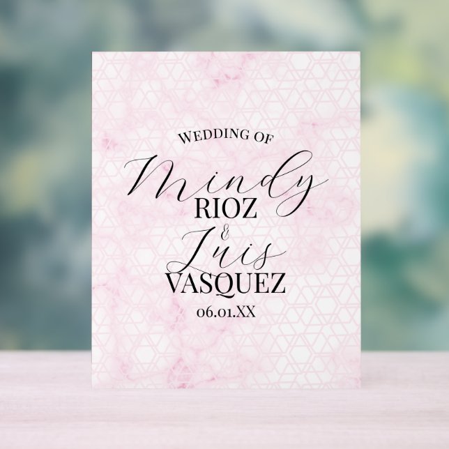 Mariage Abstrait Rose Script Noir  (Neutre)