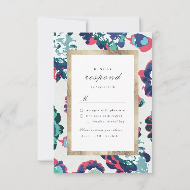 Mariage abstrait vert classique moderne RSVP (Devant)