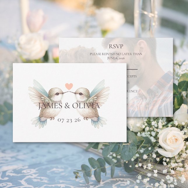 Mariage adorable Ajouter une carte RSVP photo (Adorable Wedding Add Photo RSVP Card (front and back))