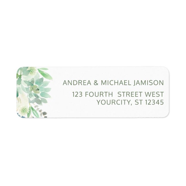 Mariage Adresse Aquarelle Succulente Verdure (Devant)