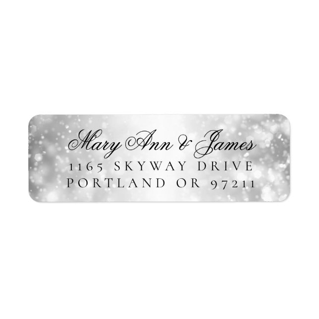 Mariage Adresse de retour Silver Shimmer Lumières (Devant)