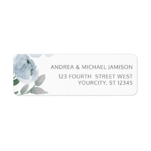 Mariage Adresse Dusty Blue Grey Aquarelle Florale