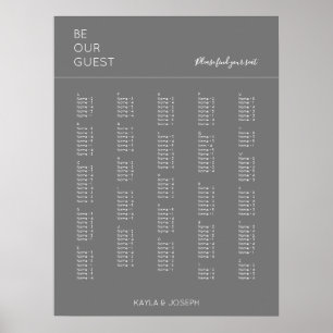 Mariage alphabétique gris foncé Tableau de sièges