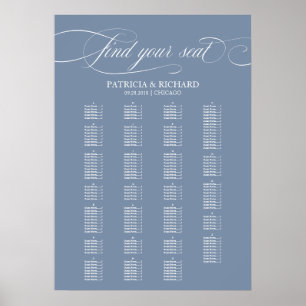 Mariage alphabétique Tableau de siège Dusty Blue