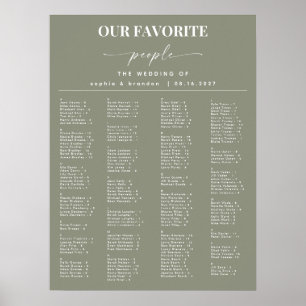 Mariage Alphabétique Vert Sage Tableau de sièges