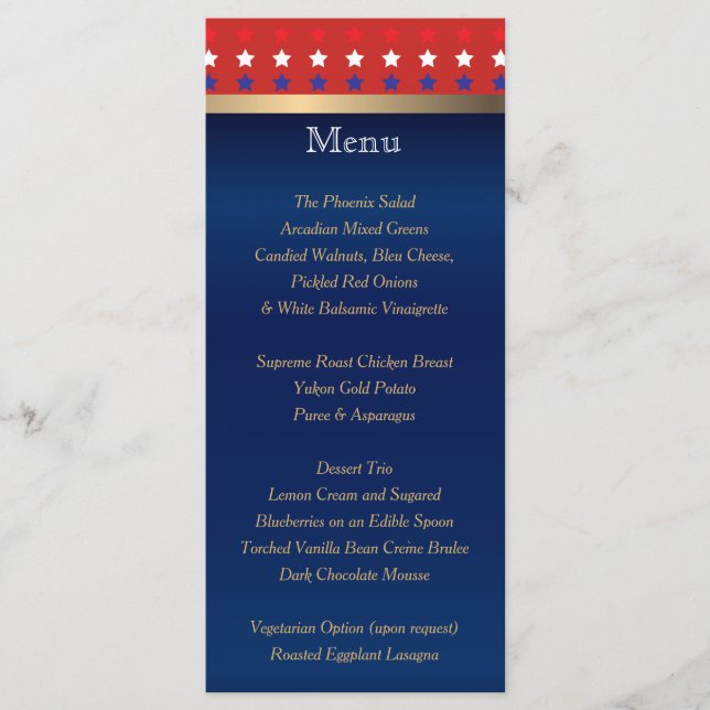 Mariage américain patriotique - Menu (Devant)
