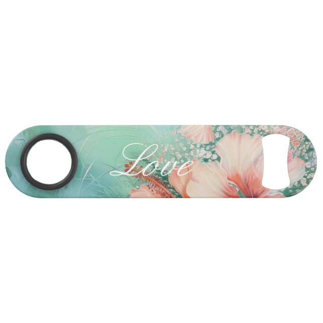 Mariage Amour Floral de Tropical Peach et Hibiscus (Devant (Horizontal))
