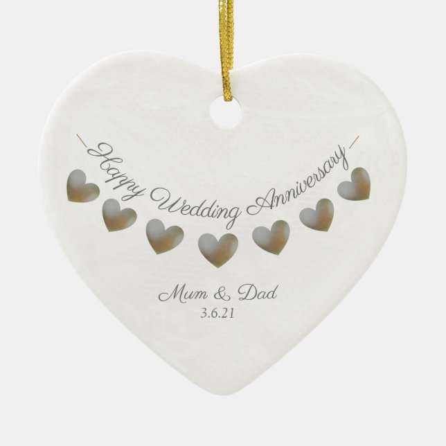 Mariage Anniversaire coeur maman et papa ornement (Devant)