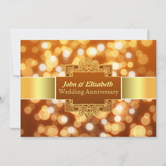 mariage anniversaire fête d'or invitation (Devant)