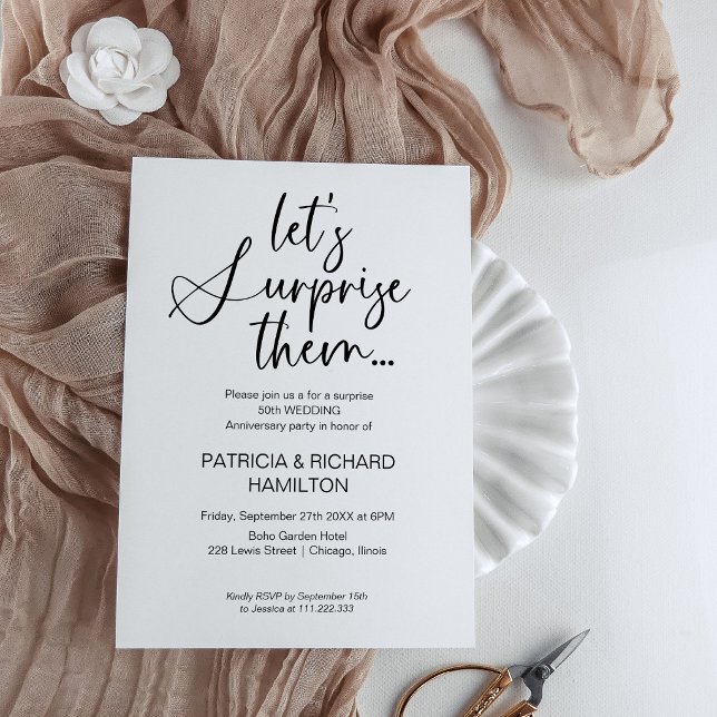 Mariage Anniversaire Invitations à la fête surpris (Créateur téléchargé)