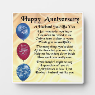 Mariage Anniversaire Poème du Mari Plaque