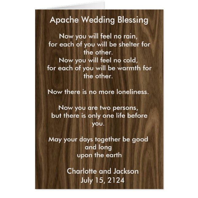 Mariage Apache Bénédiction du grain de bois blanc (Devant)