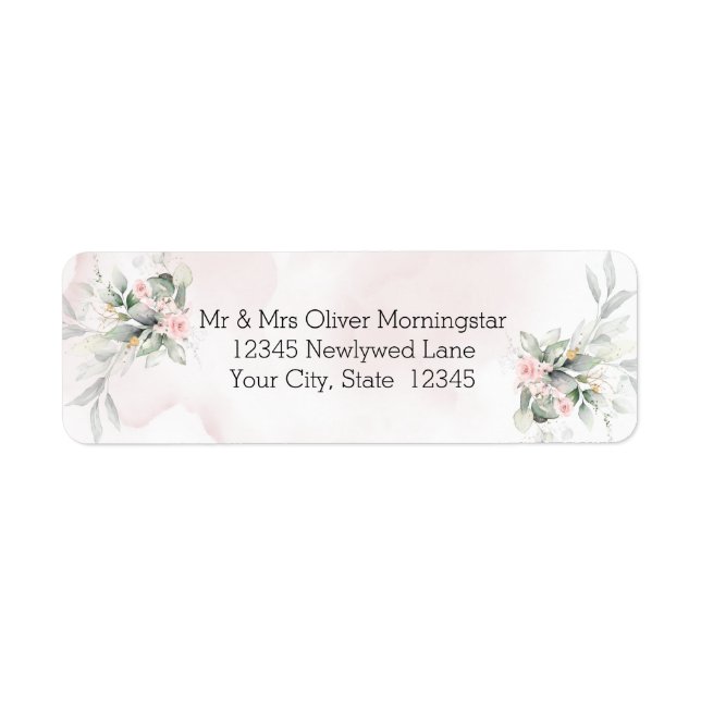 Mariage | Aquarelle de feuillage rustique rose Flo (Devant)