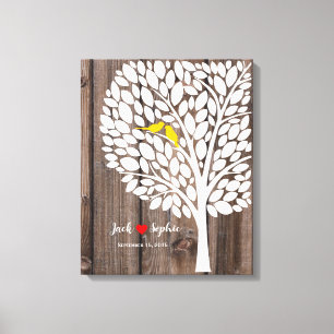 mariage arbre signature livre d'or oiseaux bois ja