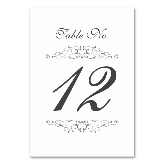 Mariage Argent Antique Carte Numéro de table (Par défaut)