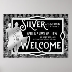 Mariage Art déco Argent Anniversaire Bienvenue