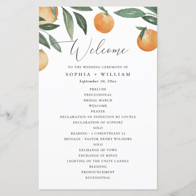 Mariage au Citron d'Été | Programme Méditerranéen (Devant)