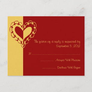 Mariage au coeur jaune et rouge RSVP