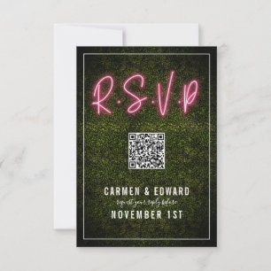 Mariage au néon sur buis QR RSVP