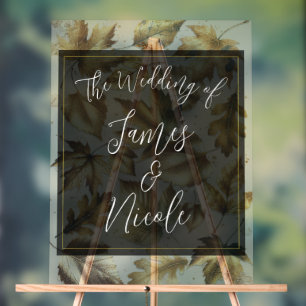 Mariage automnal glamour beige et noir avec feuill