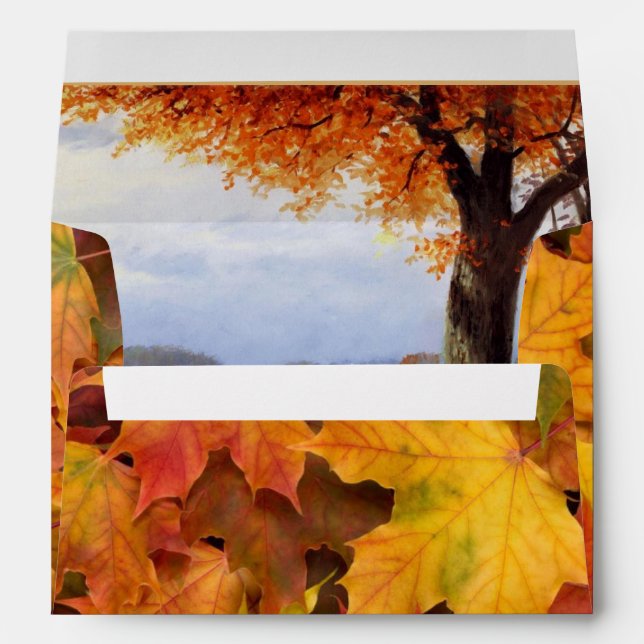 Mariage Automne laisse Enveloppe personnalisée Adr (Dos (Bas))