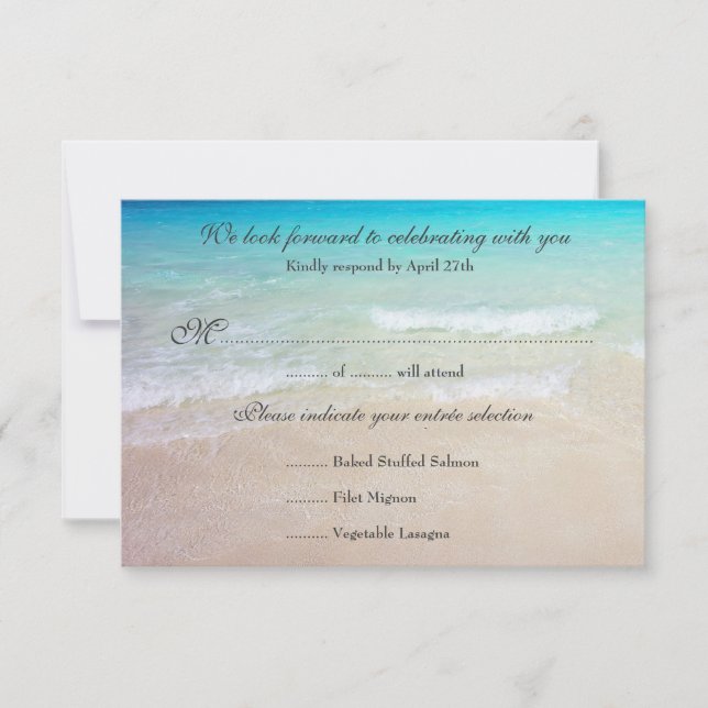 Mariage balnéaire Répondre Exact Invité Menu (Devant)
